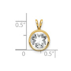 14k 8mm Round Cubic Zirconia Bezel Pendant