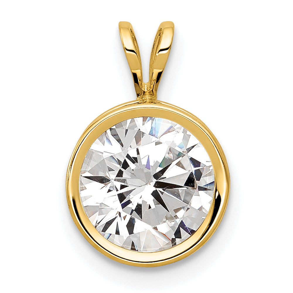 14k 8mm Round Cubic Zirconia Bezel Pendant