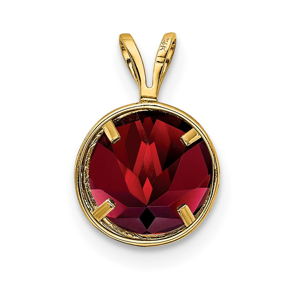 14k 8mm Round Garnet Bezel Pendant
