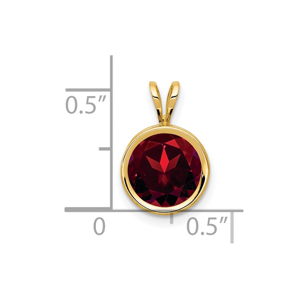 14k 8mm Round Garnet Bezel Pendant