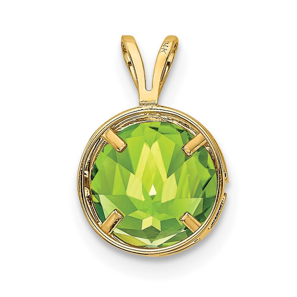 14k 8mm Round Peridot Bezel Pendant