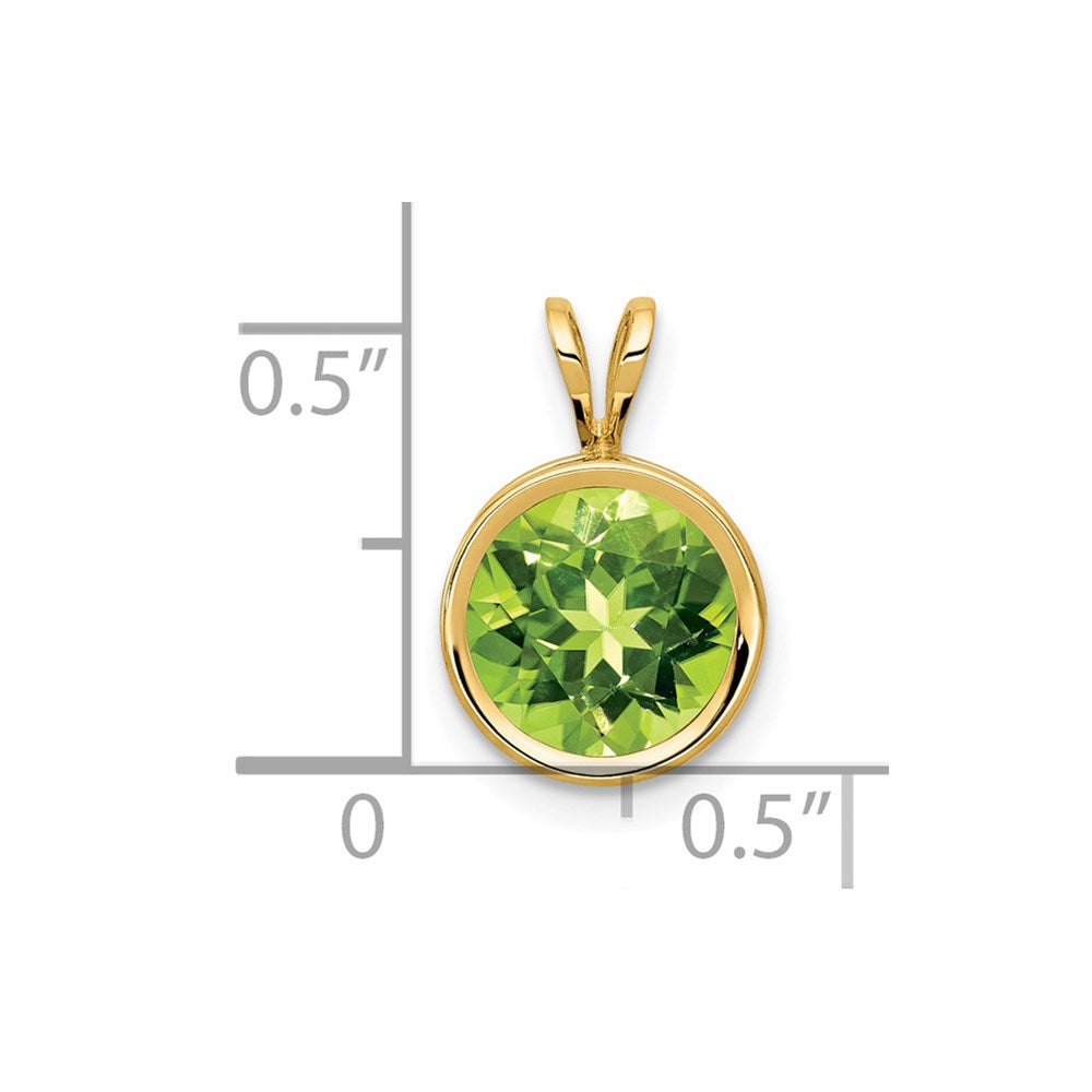 14k 8mm Round Peridot Bezel Pendant