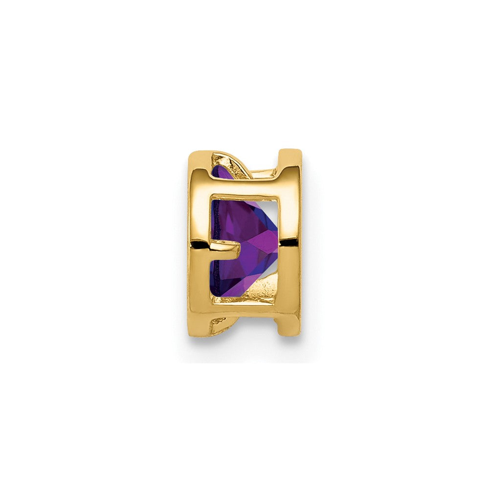 14k 5mm Round Amethyst Bezel Chain Slide