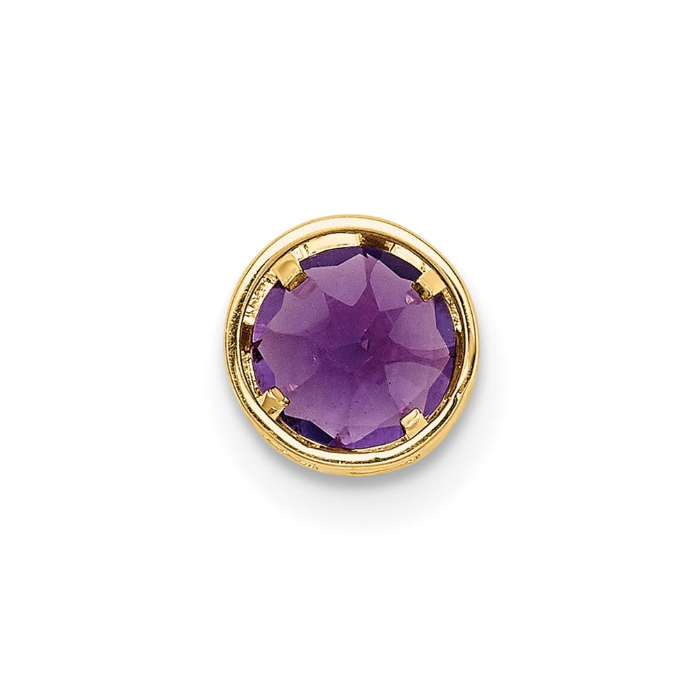 14k 5mm Round Amethyst Bezel Chain Slide