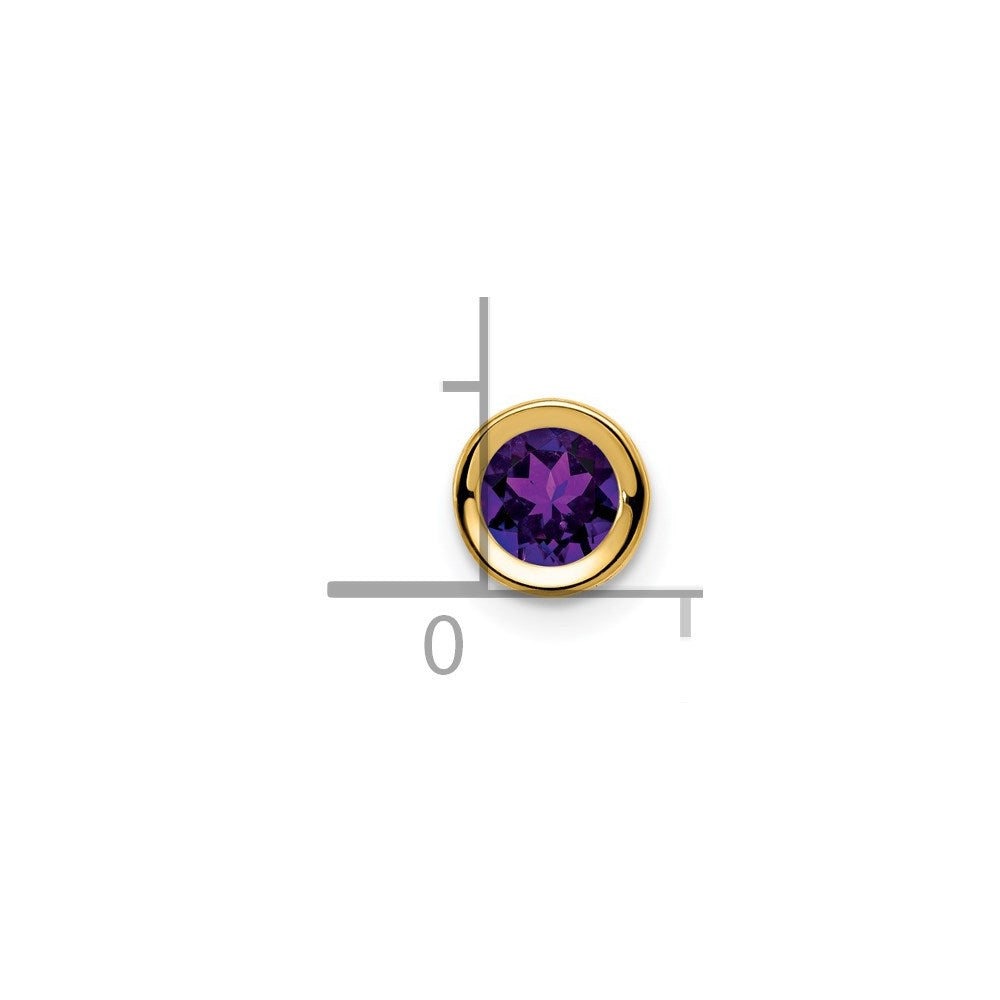 14k 5mm Round Amethyst Bezel Chain Slide