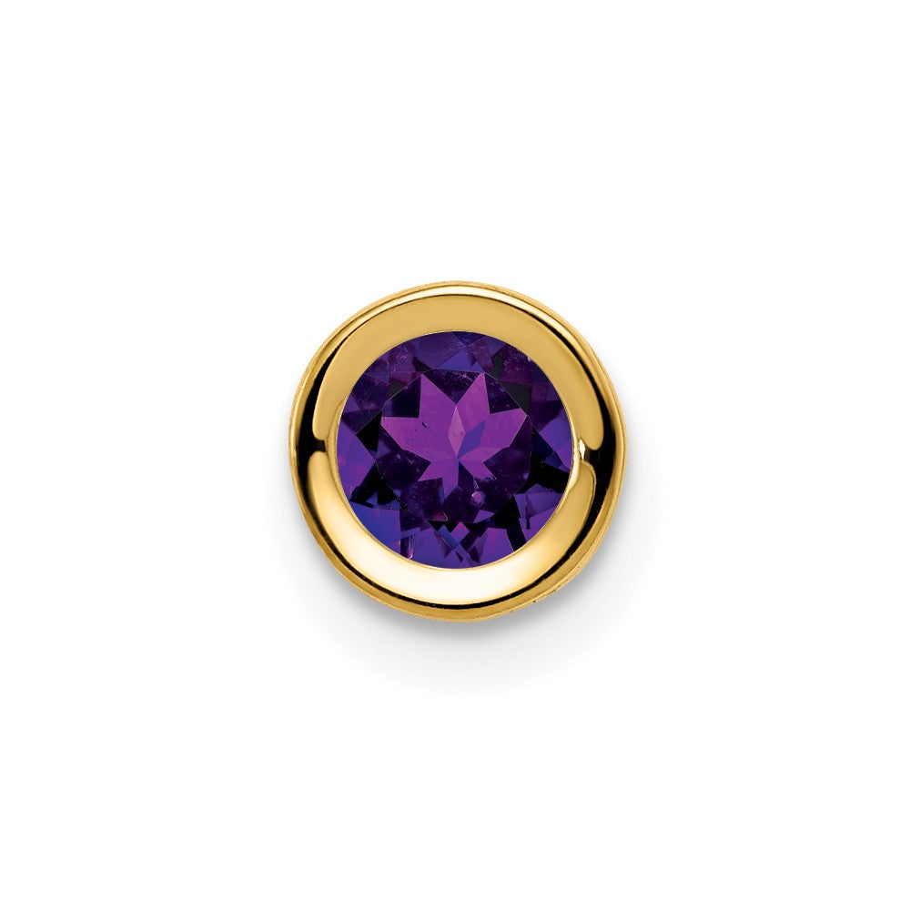 14k 5mm Round Amethyst Bezel Chain Slide