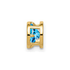 14k 5mm Round Blue Topaz Bezel Chain Slide