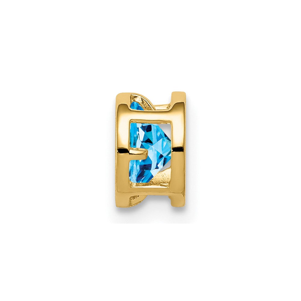 14k 5mm Round Blue Topaz Bezel Chain Slide