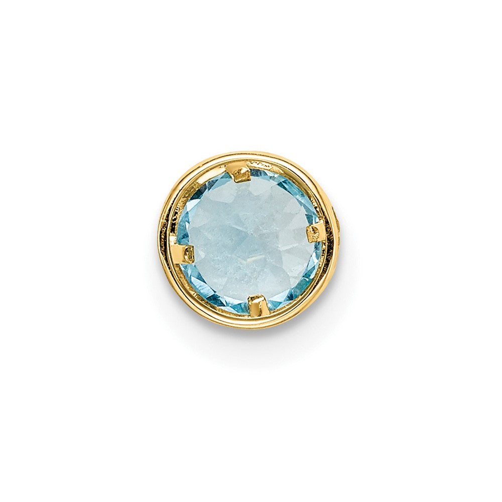 14k 5mm Round Blue Topaz Bezel Chain Slide
