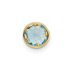 14k 5mm Round Blue Topaz Bezel Chain Slide