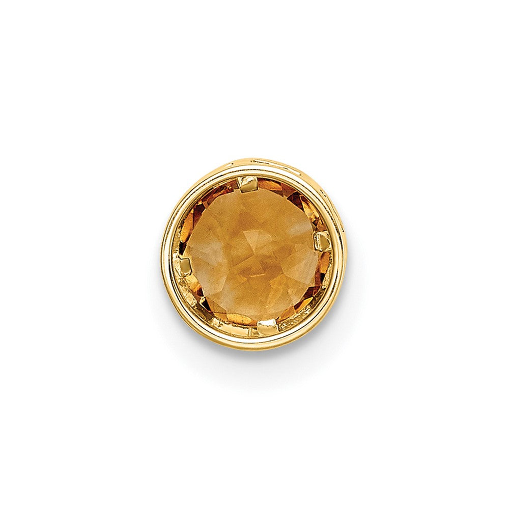 14k 5mm Round Citrine Bezel Chain Slide