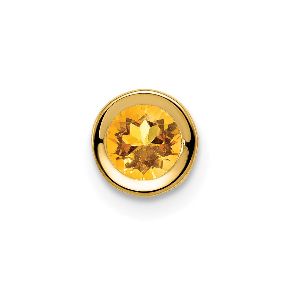 14k 5mm Round Citrine Bezel Chain Slide