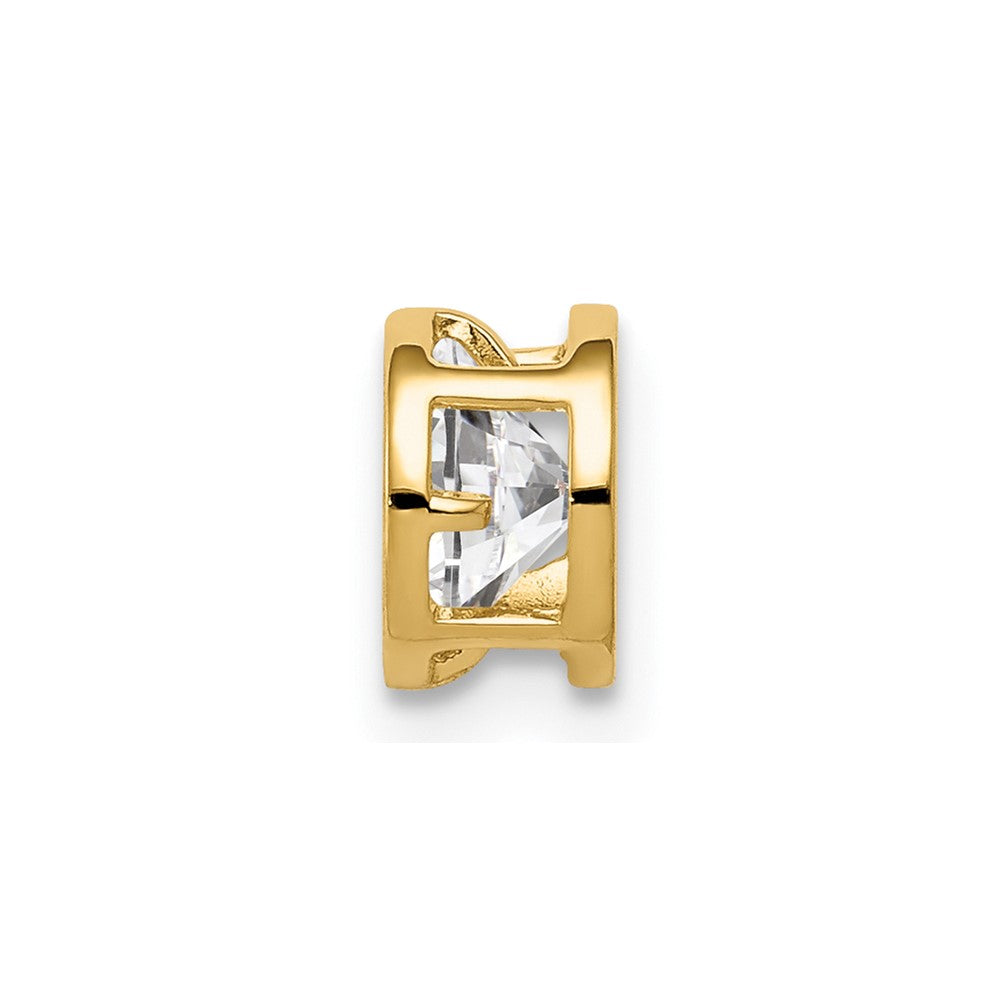 14k 5mm Round Cubic Zirconia Bezel Chain Slide