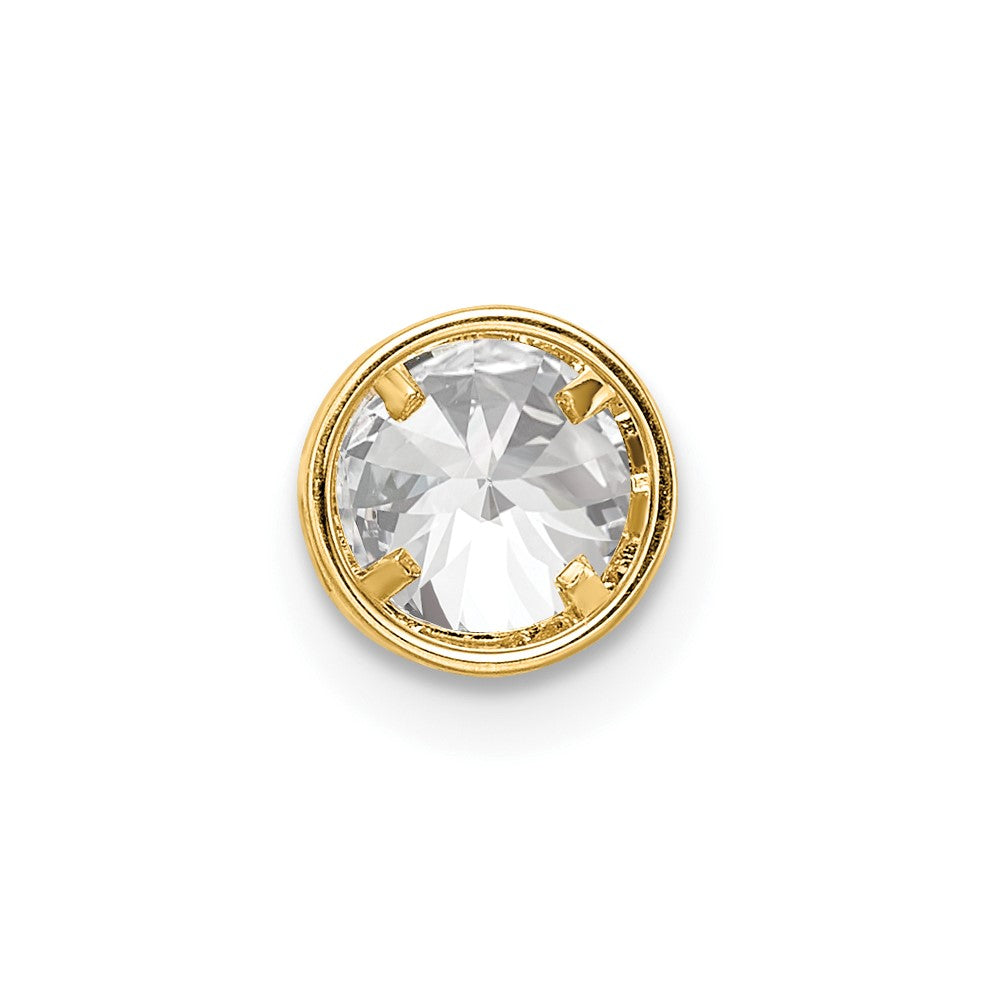 14k 5mm Round Cubic Zirconia Bezel Chain Slide