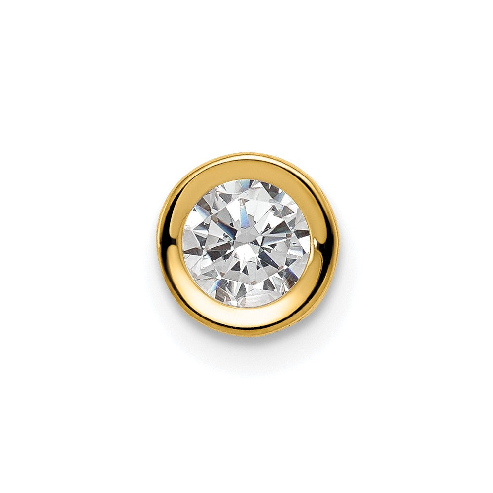 14k 5mm Round Cubic Zirconia Bezel Chain Slide