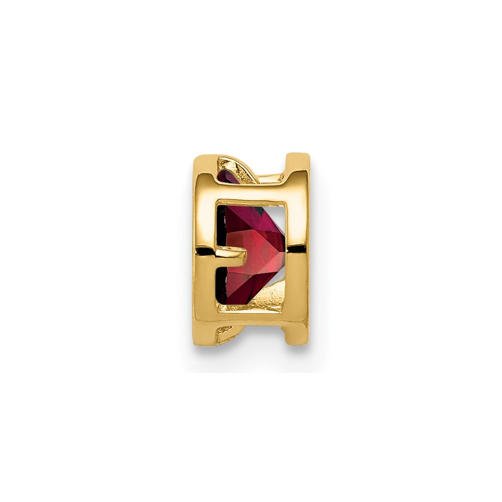 14k 5mm Round Garnet Bezel Chain Slide