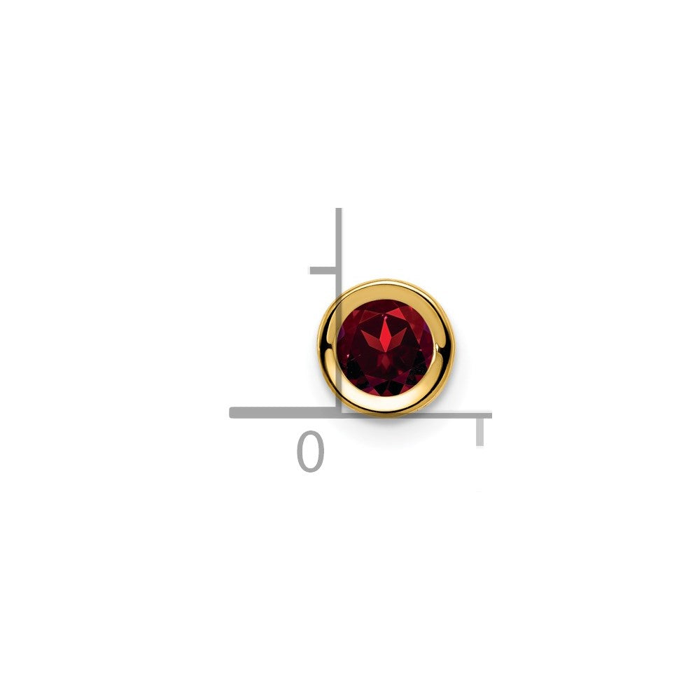 14k 5mm Round Garnet Bezel Chain Slide