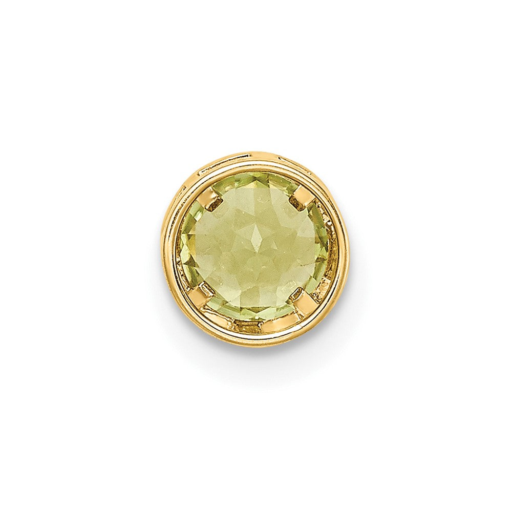 14k 5mm Round Peridot Bezel Chain Slide