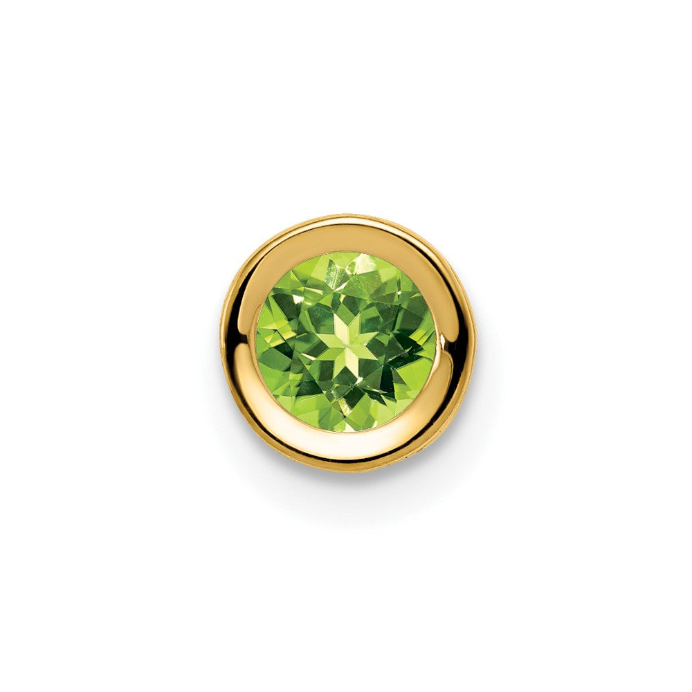 14k 5mm Round Peridot Bezel Chain Slide