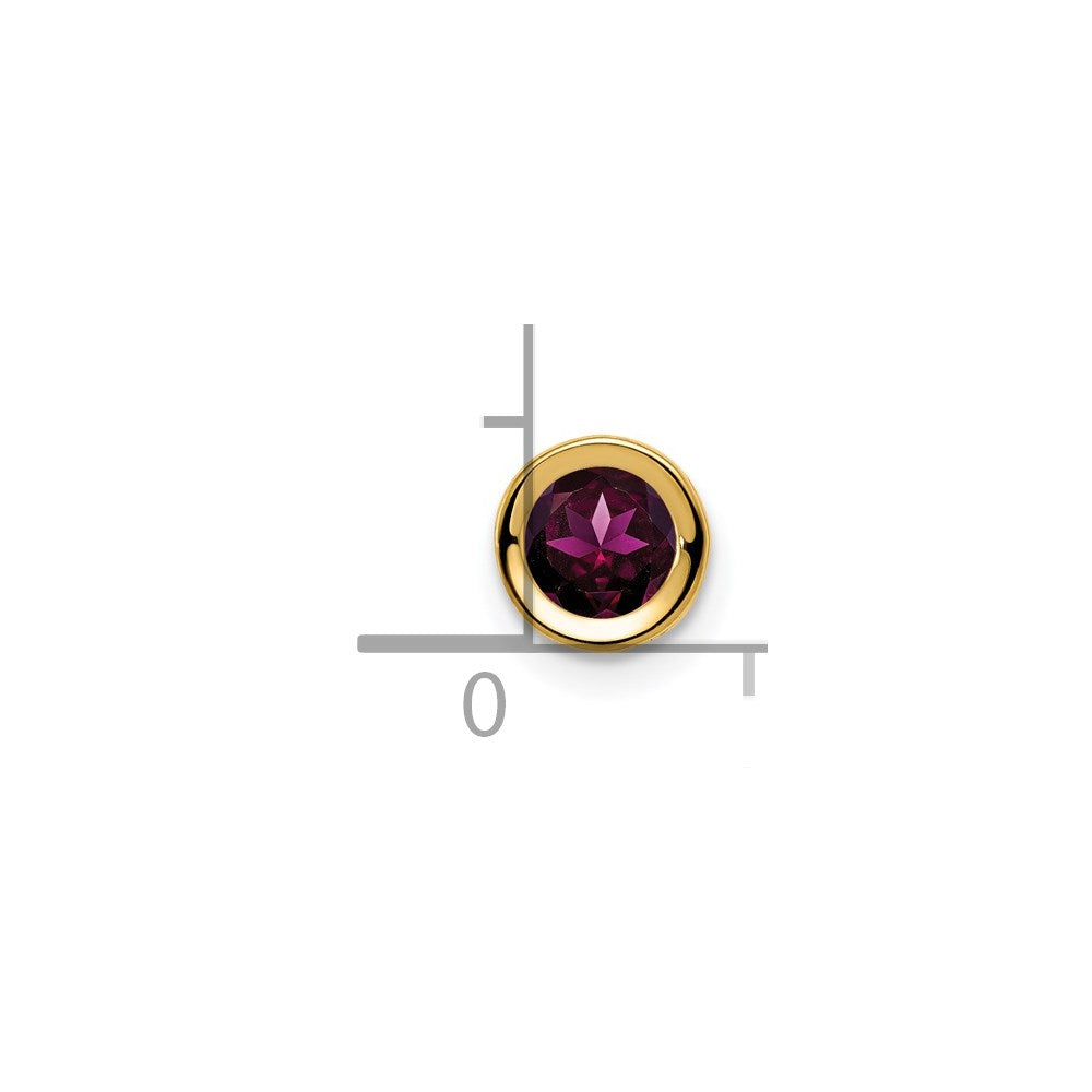 14k 5mm Round Rhodolite Garnet Bezel Chain Slide