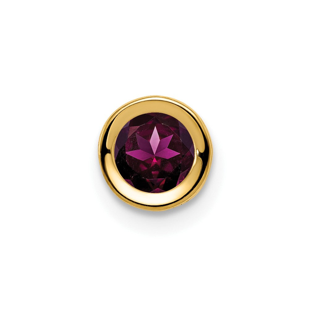 14k 5mm Round Rhodolite Garnet Bezel Chain Slide