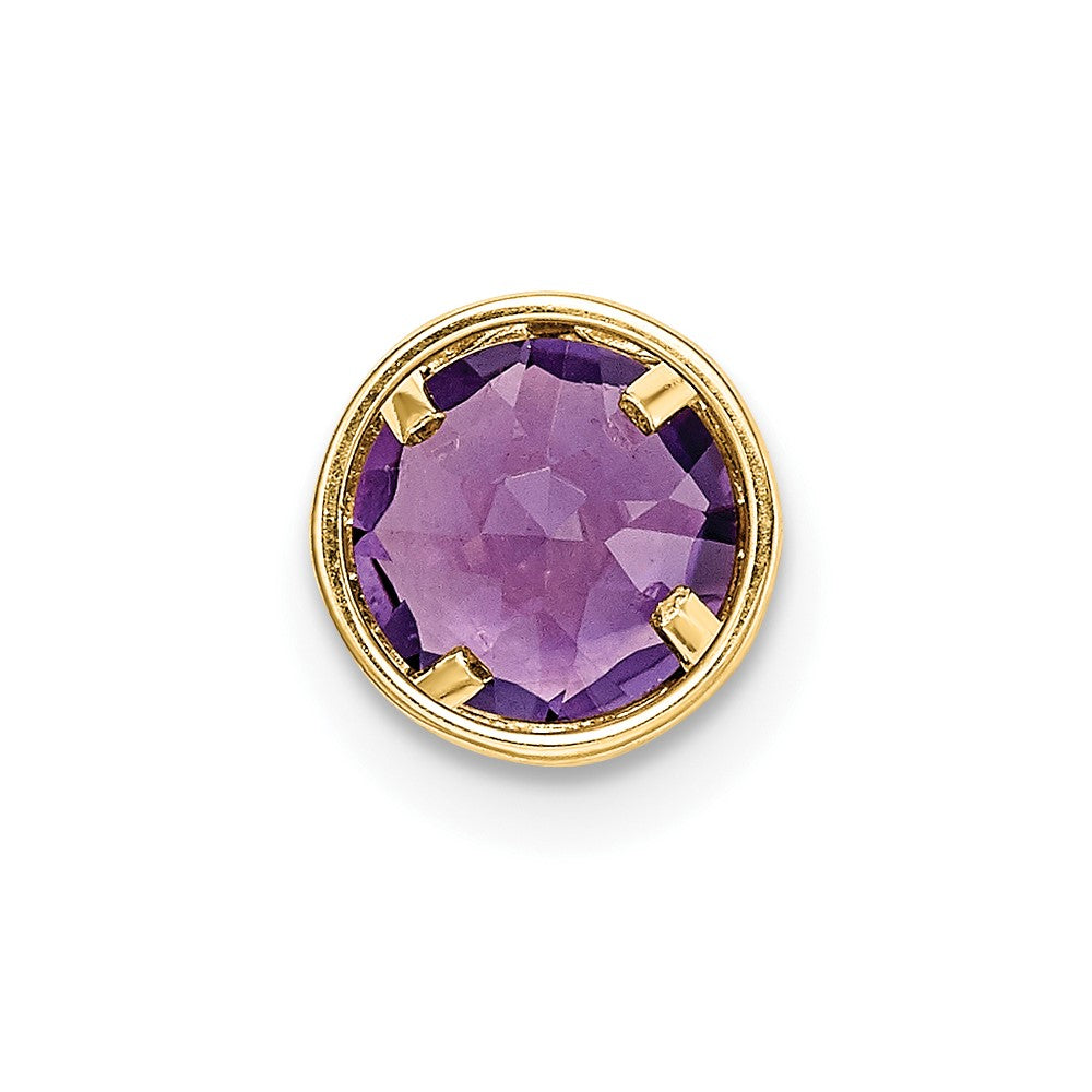 14k 6mm Round Amethyst Bezel Chain Slide