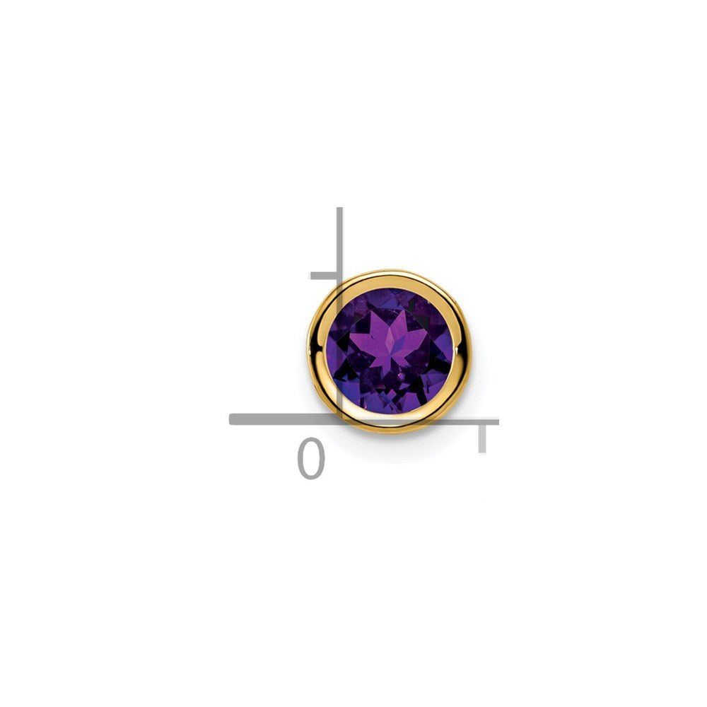 14k 6mm Round Amethyst Bezel Chain Slide