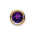 14k 6mm Round Amethyst Bezel Chain Slide