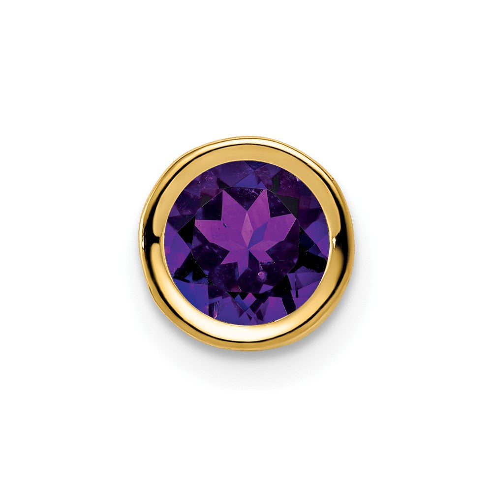 14k 6mm Round Amethyst Bezel Chain Slide