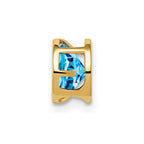 14k 6mm Round Blue Topaz Bezel Chain Slide