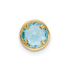 14k 6mm Round Blue Topaz Bezel Chain Slide
