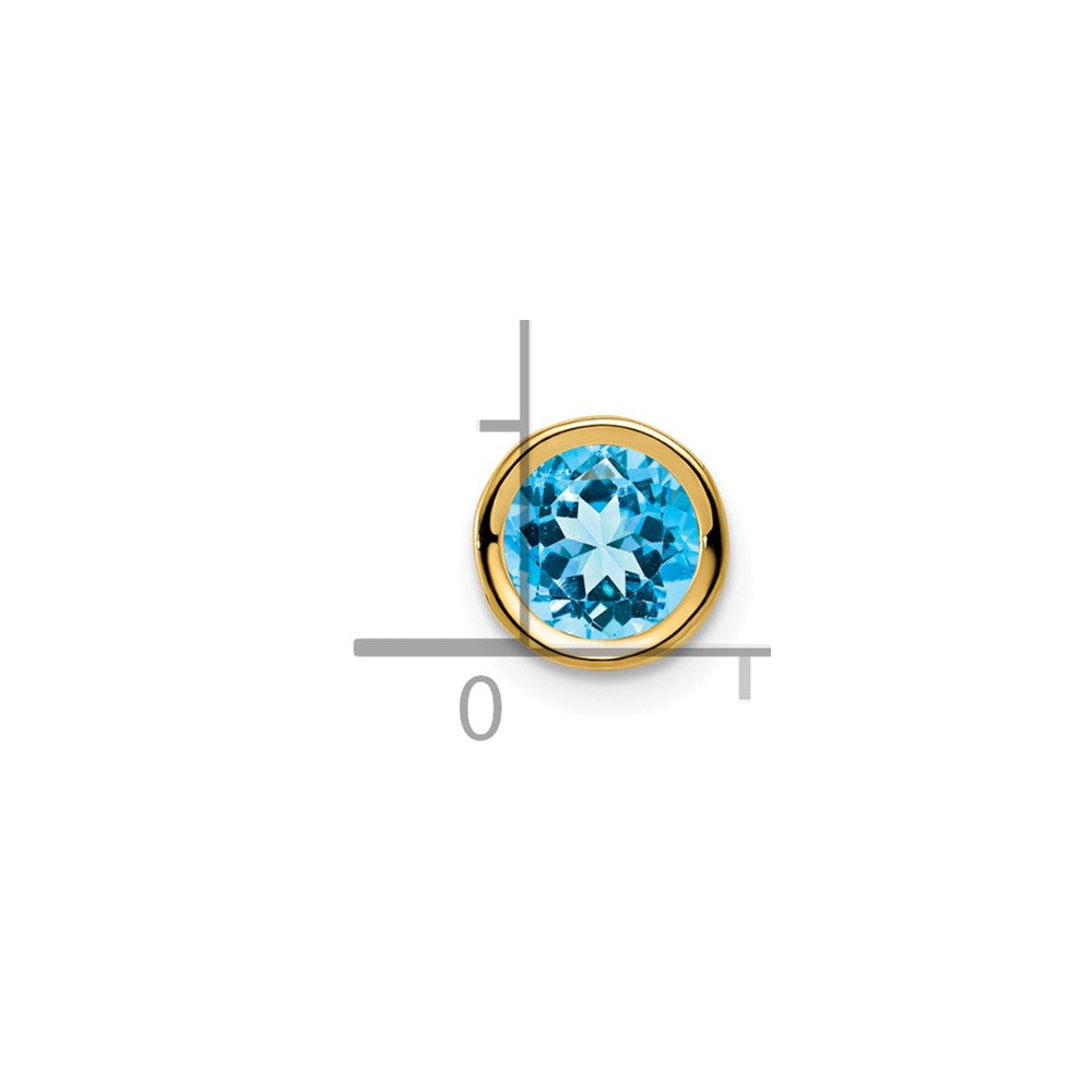 14k 6mm Round Blue Topaz Bezel Chain Slide