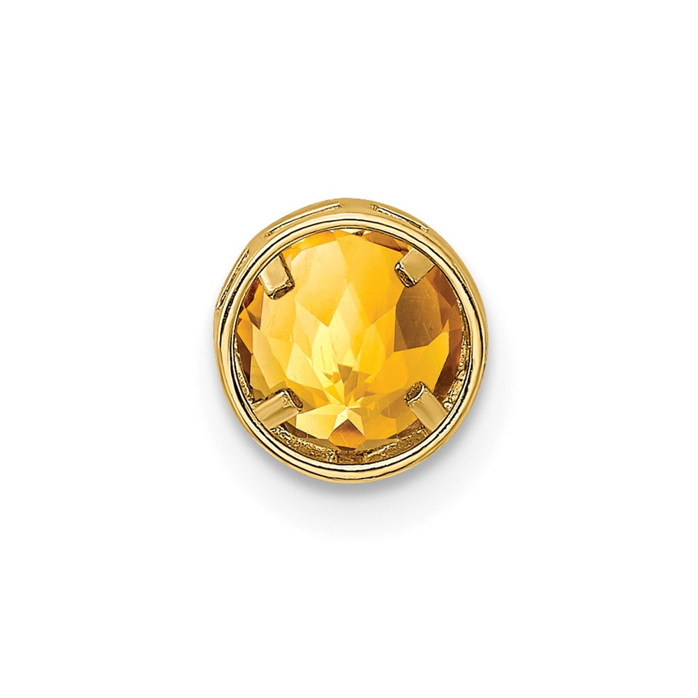 14k 6mm Round Citrine Bezel Chain Slide