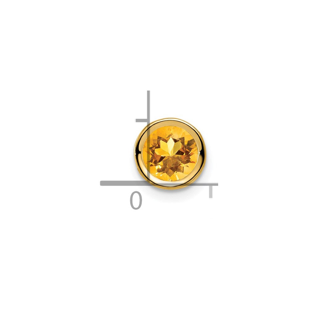 14k 6mm Round Citrine Bezel Chain Slide