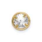 14k 6mm Round Cubic Zirconia Bezel Chain Slide