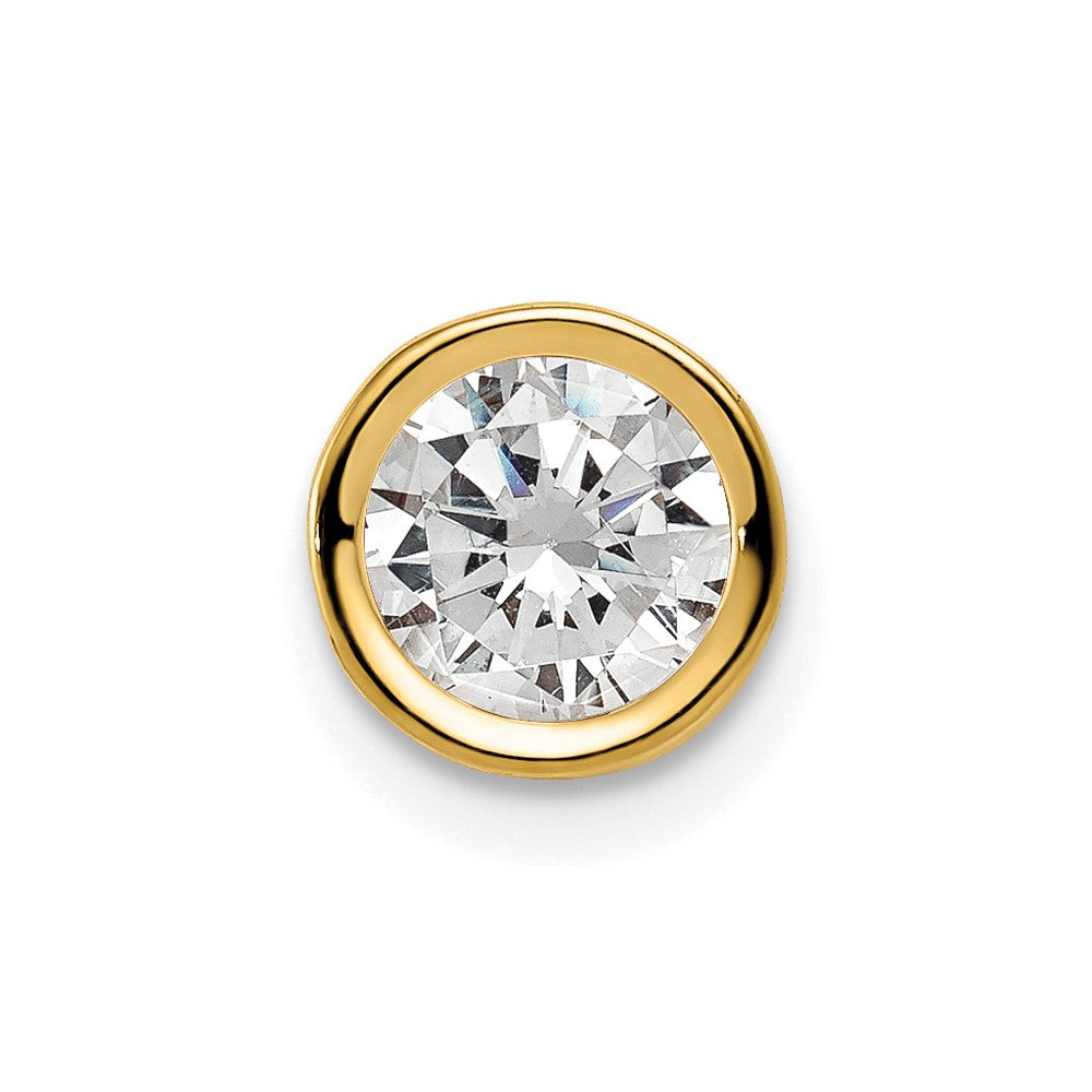 14k 6mm Round Cubic Zirconia Bezel Chain Slide