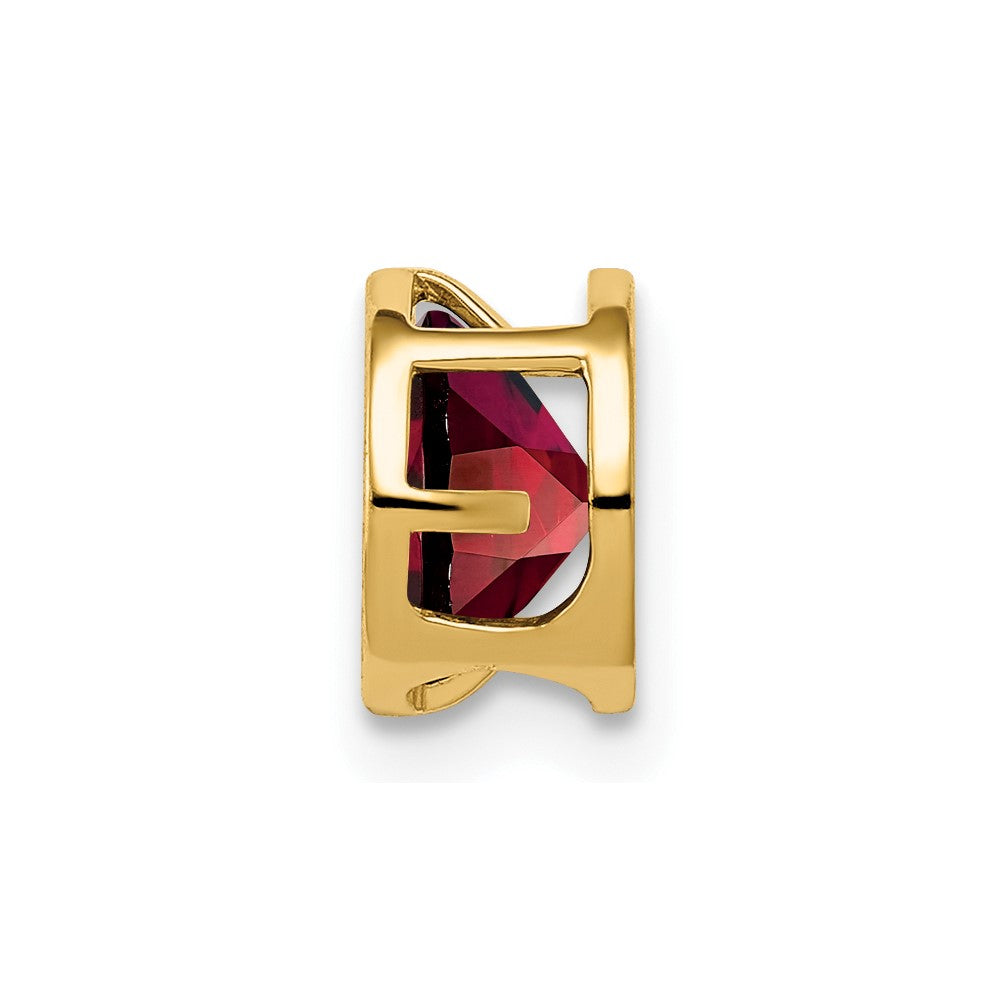 14k 6mm Round Garnet Bezel Chain Slide