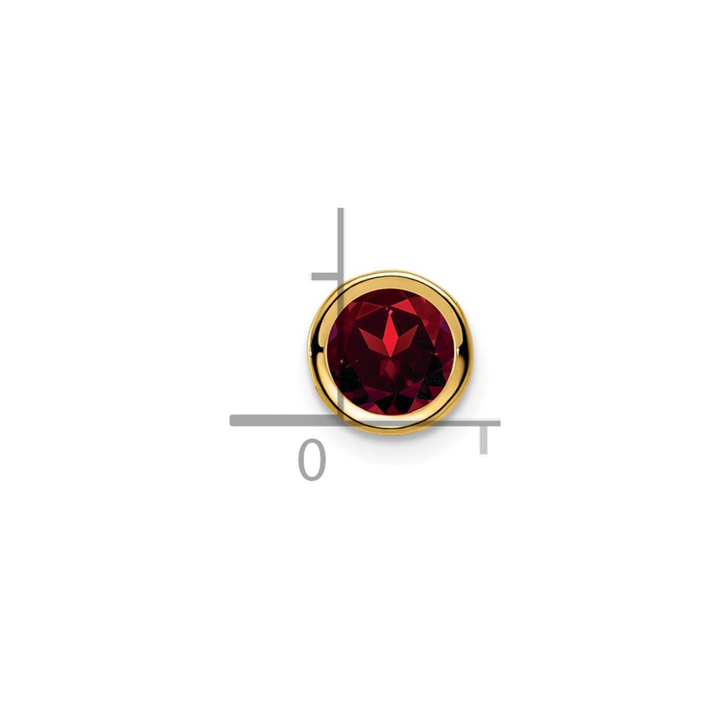 14k 6mm Round Garnet Bezel Chain Slide