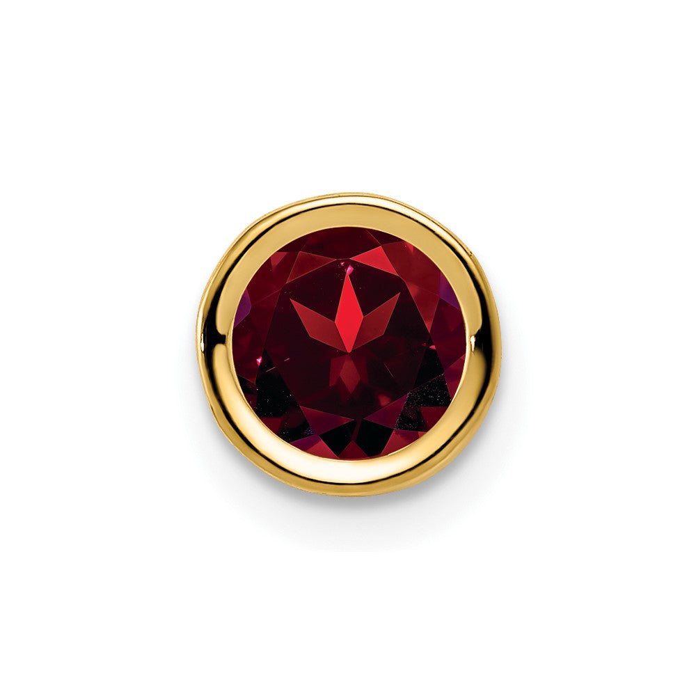 14k 6mm Round Garnet Bezel Chain Slide