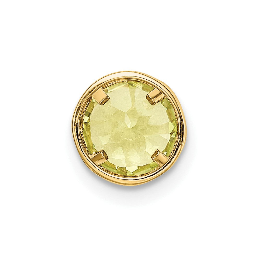 14k 6mm Round Peridot Bezel Chain Slide
