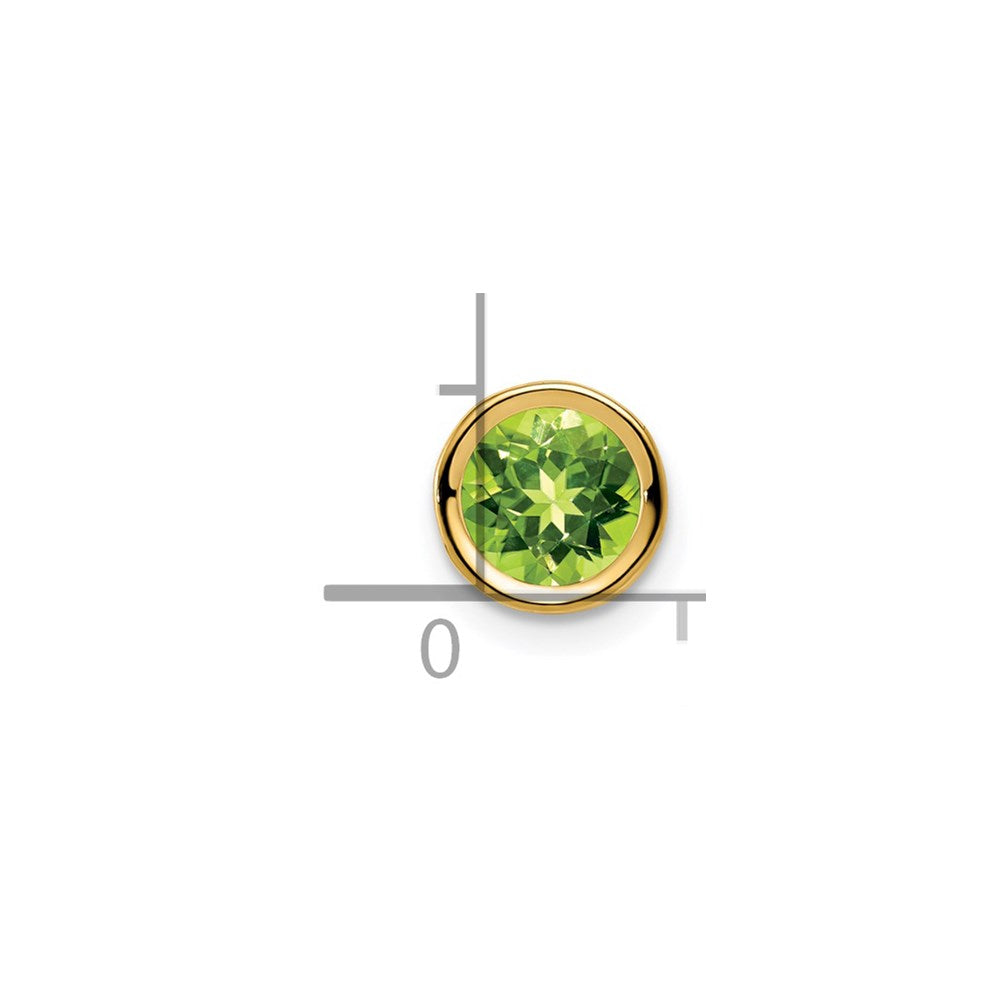 14k 6mm Round Peridot Bezel Chain Slide