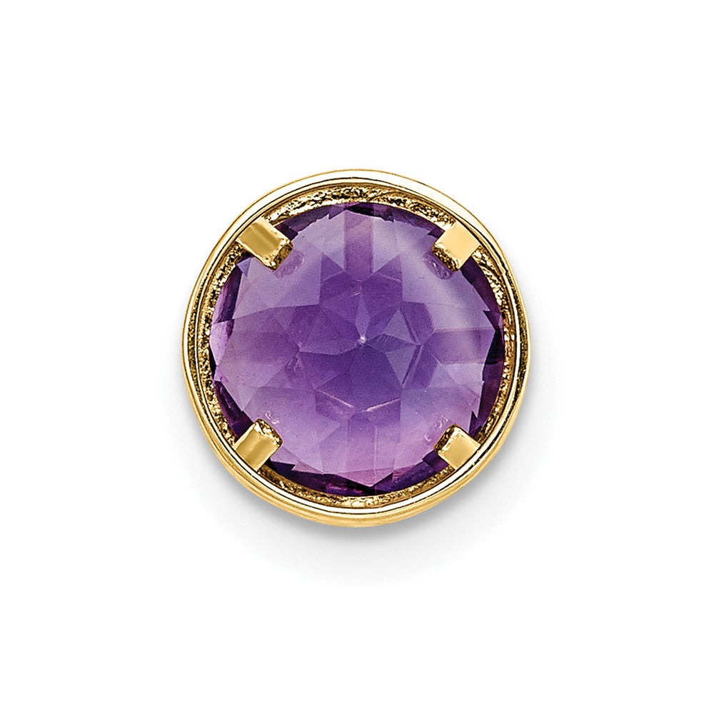 14k 7mm Round Amethyst Bezel Chain Slide
