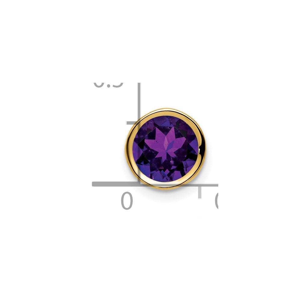 14k 7mm Round Amethyst Bezel Chain Slide