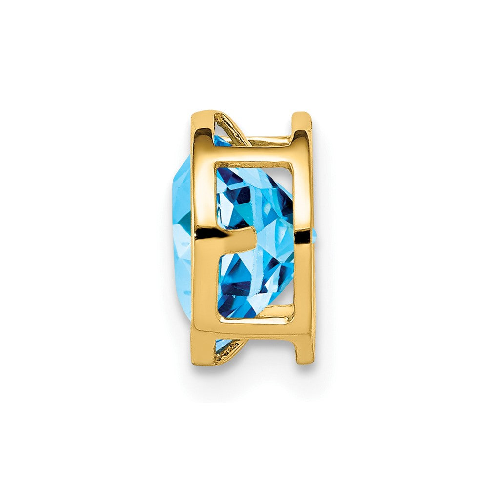 14k 7mm Round Blue Topaz Bezel Chain Slide