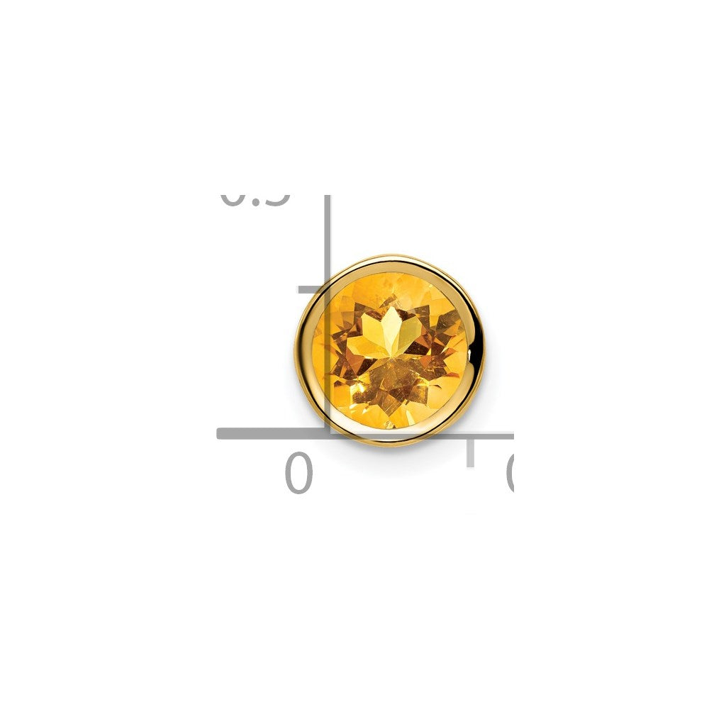 14k 7mm Round Citrine Bezel Chain Slide