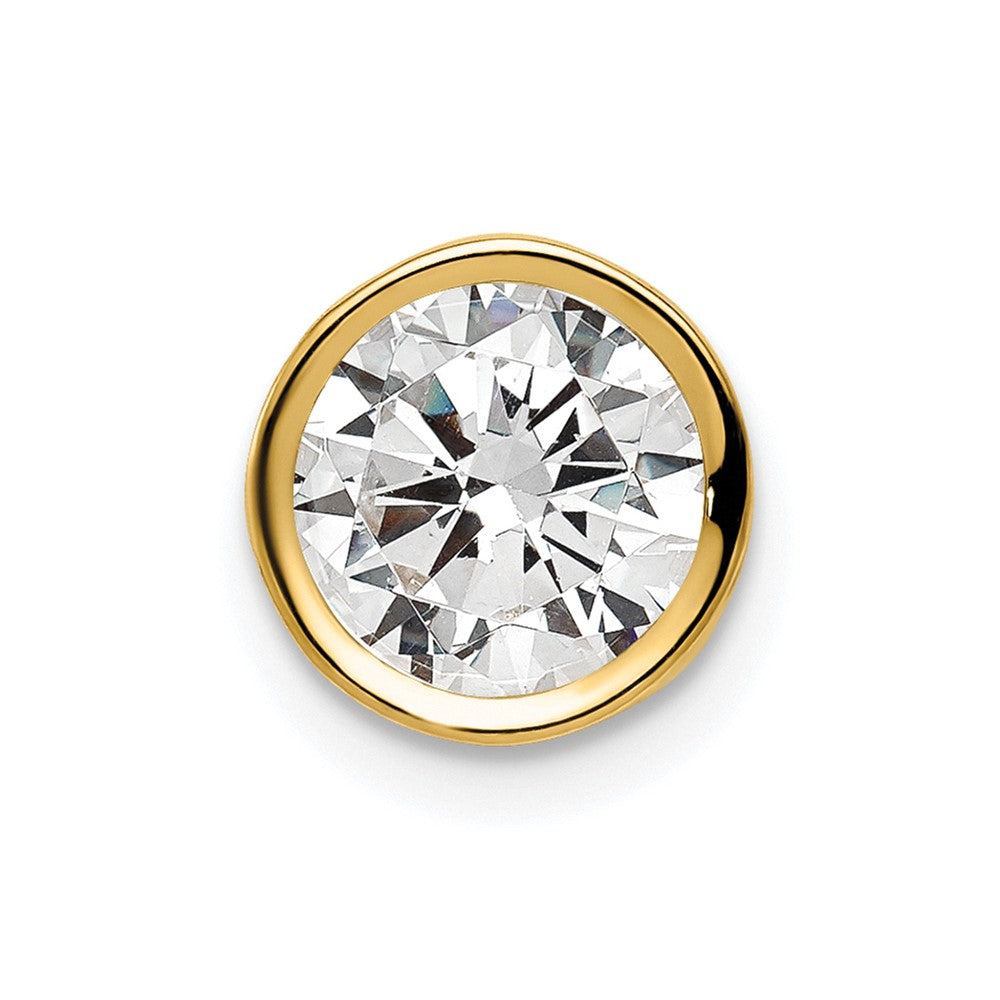 14k 7mm Round Cubic Zirconia Bezel Chain Slide