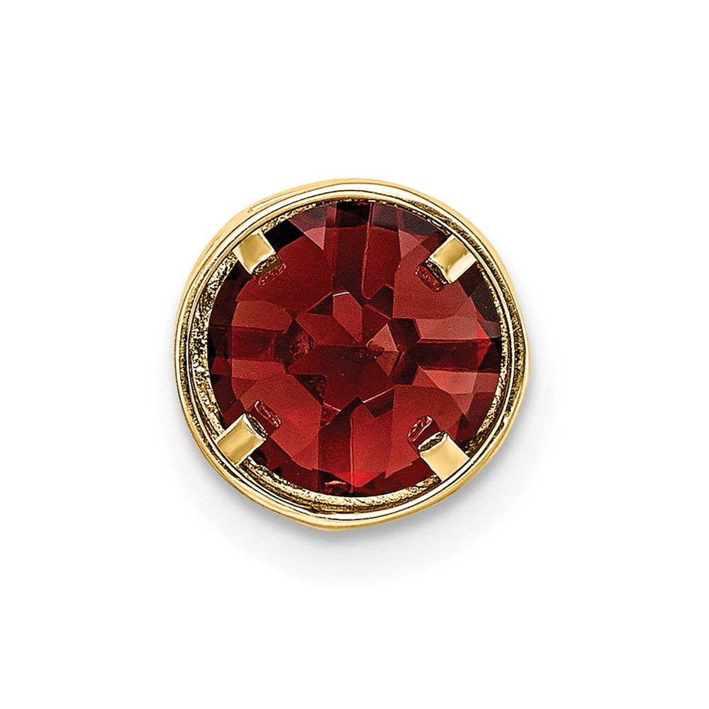 14k 7mm Round Garnet Bezel Chain Slide