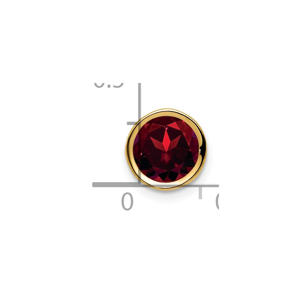 14k 7mm Round Garnet Bezel Chain Slide