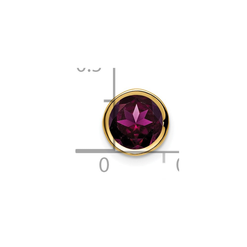 14k 7mm Round Rhodolite Garnet Bezel Chain Slide