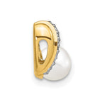 14k 6-7mm White Round Freshwater Cultured Pearl and Diamond Pendant